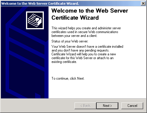 IIS - Web Server Certificate Wizard